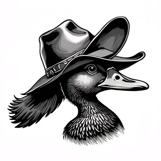 Duck With Cowboy Hat tattoo design idea