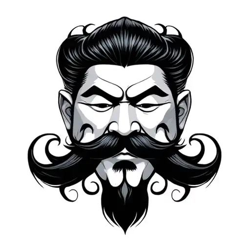 old japanese face with moustache  tattoo design idea