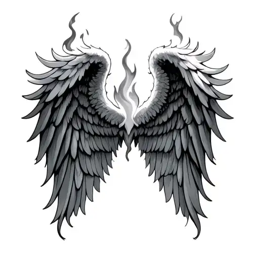 Angel Wings On Fire tattoo design idea