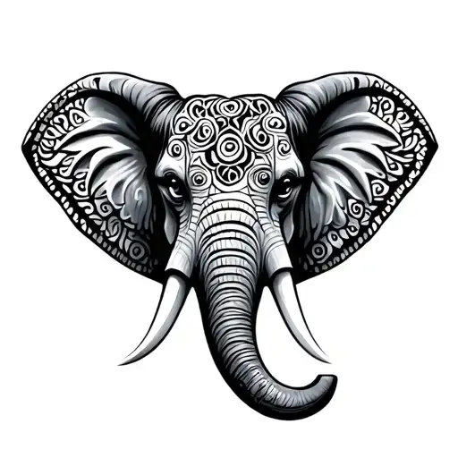 alebrije elephant head tattoo design idea