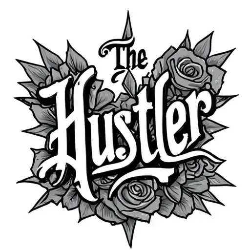"The Hustler" text tattoo tattoo design idea
