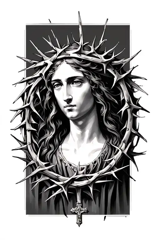 crown of thorns rosary tattoo design idea
