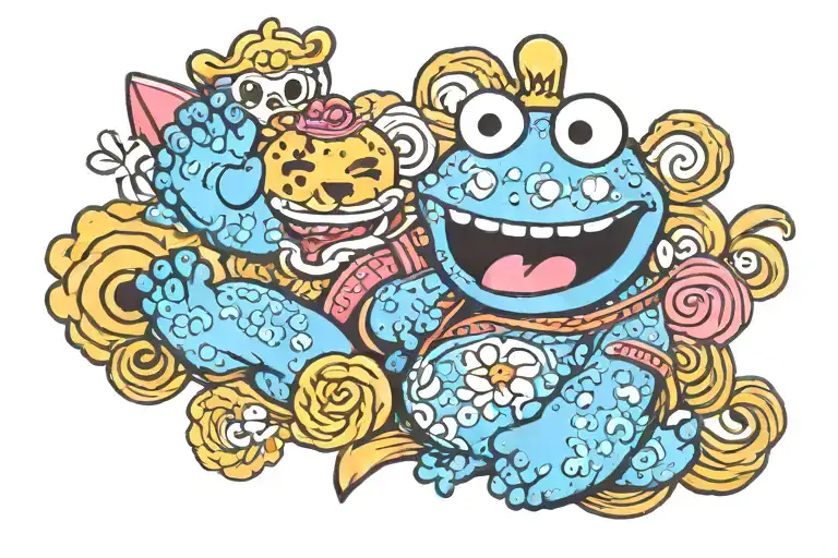 princess cookie monster tattoo design idea
