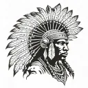 African Warrior With Native American headress tattoo design idea