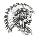 African Warrior With Native American headress tattoo design idea