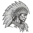 African Warrior With Native American headress tattoo design idea