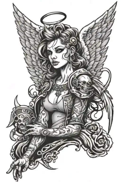 punk angel tattoo design idea