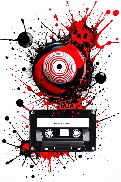 bonbon et cassettes vhs tape with scroll tattoo design idea