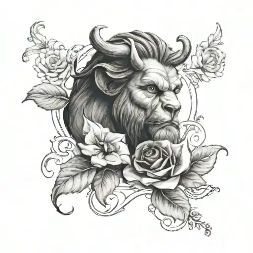 beauty and the beast tattoo design idea