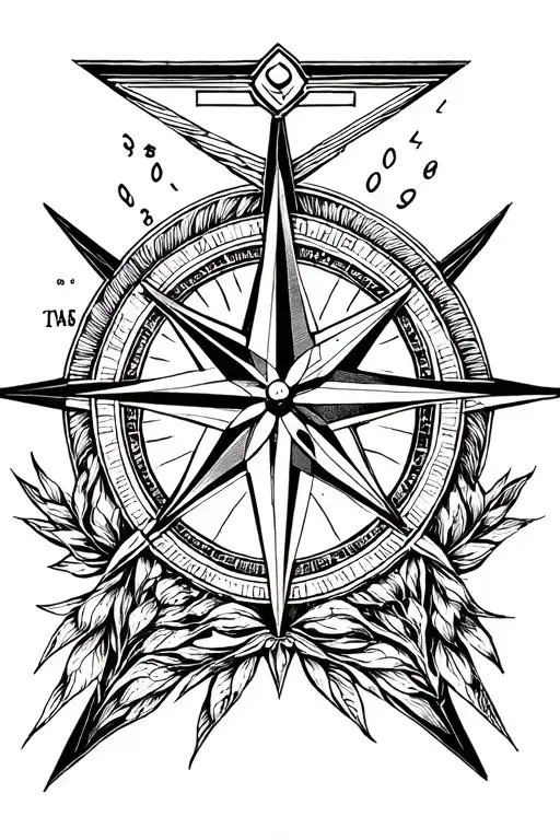 star compass triangle wreath tattoo design idea