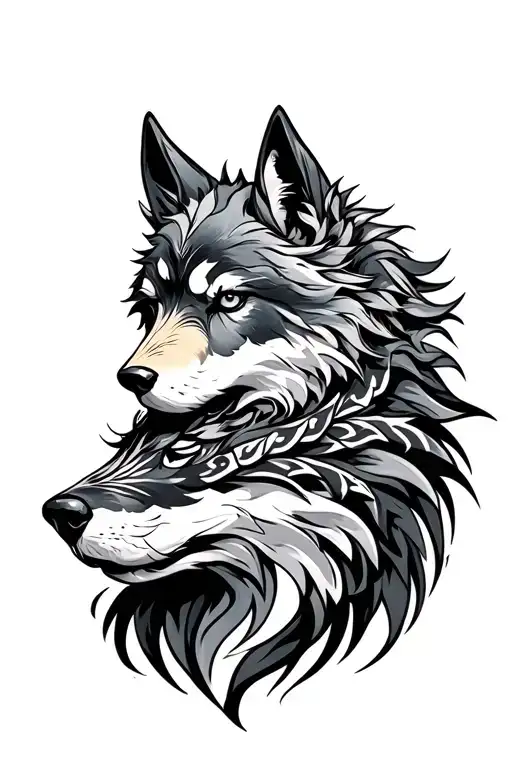 nordic skoll and hati tattoo design idea