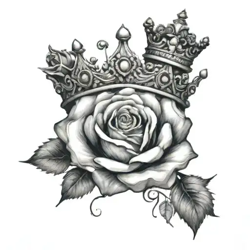 Rose made into a queen's crown that's melting tattoo design idea