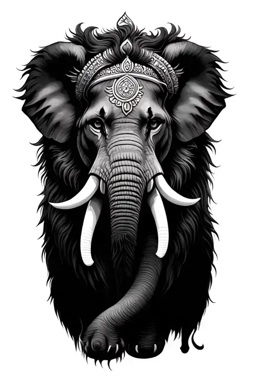 "Sadhu Shindu Nashatar" lion Elephant tattoo design idea
