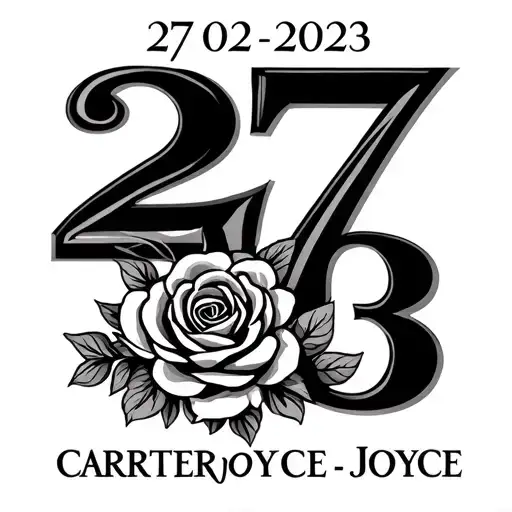 our wedding date in Roman numerals 27/02/2023 with our surname Carter-Joyce tattoo design idea