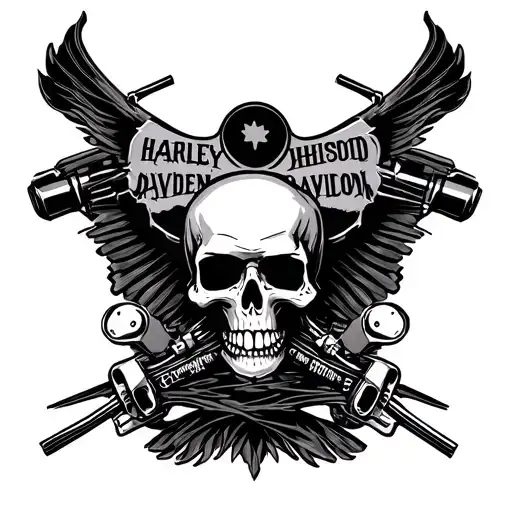skulls sexy harley davidson motorcycle tattoo design idea