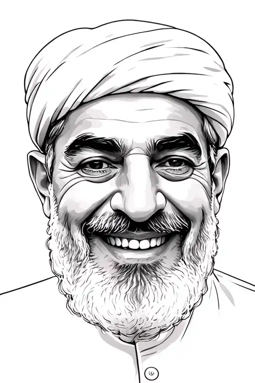 smiling face of khamenei tattoo design idea