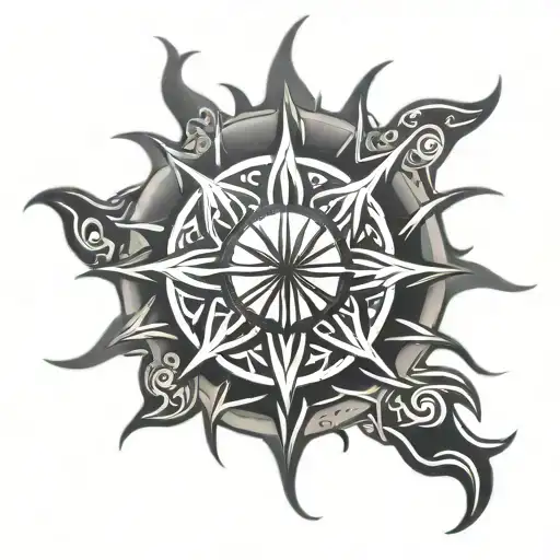godsmack tribal sun tattoo design idea