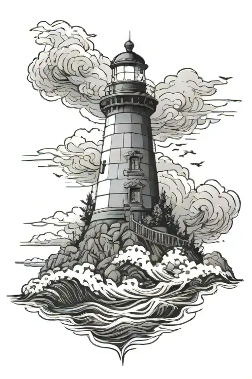 sea ​​lighthouse tattoo design idea