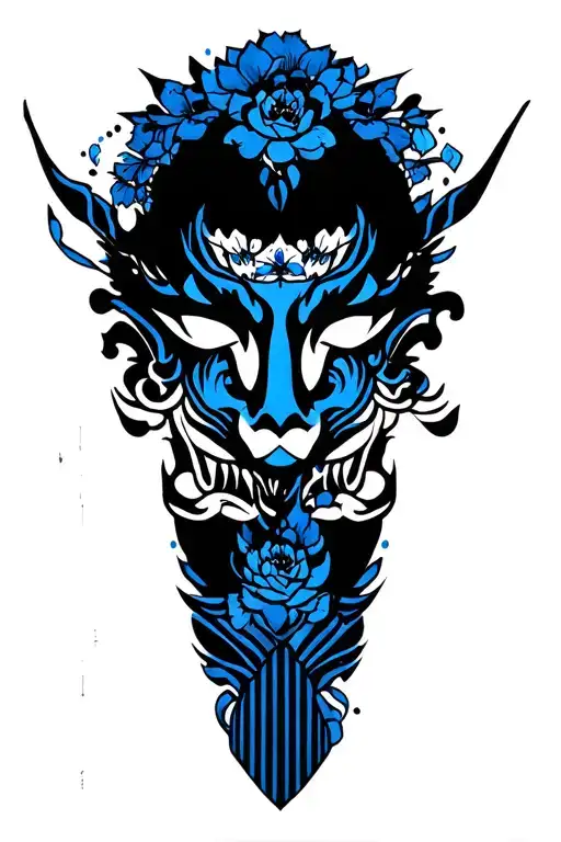 black and blue themed tattoo with stripes and lot of things, it should have lot of patterns tattoo design idea