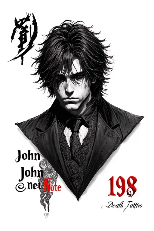 Death note and name John 1988 tattoo design idea