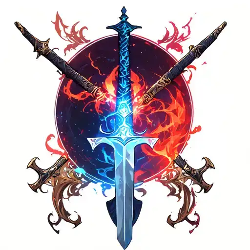 anime inspired swords weapon  tattoo design idea