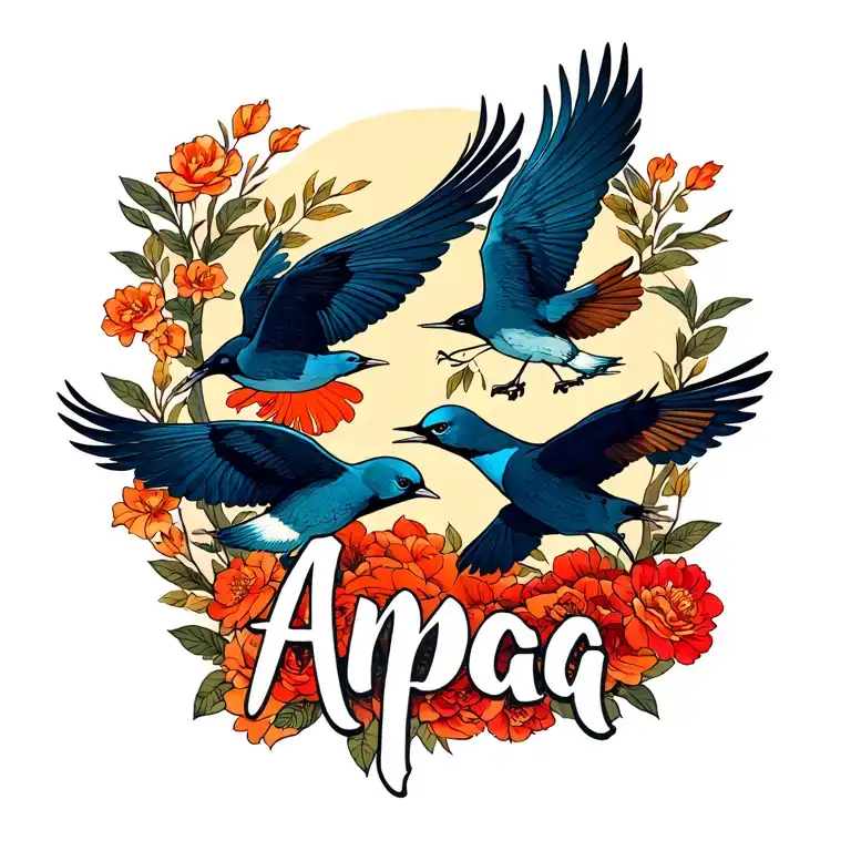 "Appa" birds flying tattoo design idea