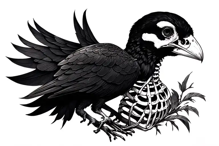 Bird skeletons on the neck tattoo design idea