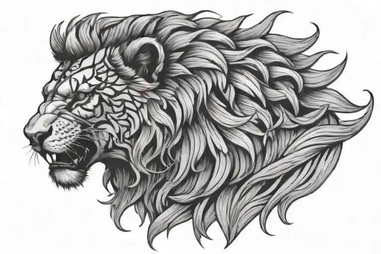 virgo man roaring lion's head tattoo design idea
