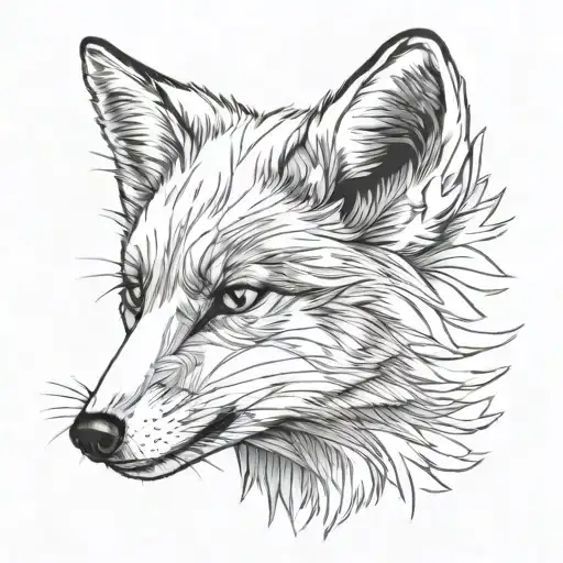 tattoo sketch of the arctic fox's head, head in profile, looking to the left tattoo design idea