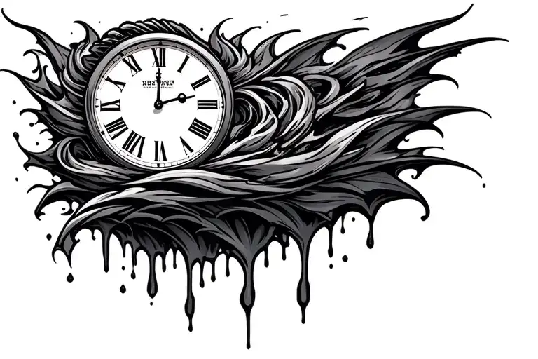 clock melting tattoo design idea