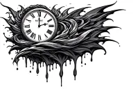 clock melting tattoo design idea