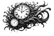 clock melting tattoo design idea