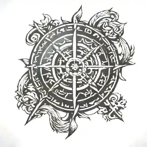 tattoo of a vegvisir viking compass with its runes tattoo design idea