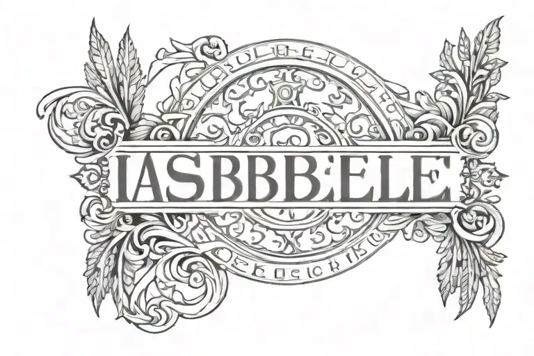 roman numerals of the date 9/23/2023 with the name isabelle in the middle  tattoo design idea