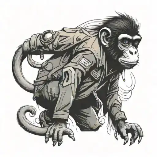 monkey in a stray jacket tattoo design idea
