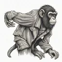 monkey in a stray jacket tattoo design idea
