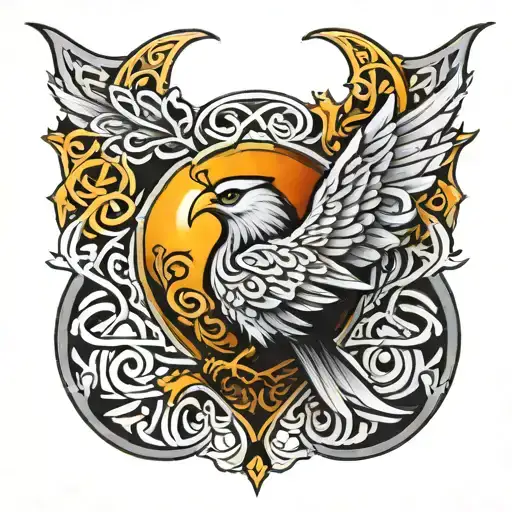 Coverup celtic bird tattoo design idea