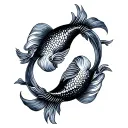 yin yang Pisces fish swimming upstream tattoo design idea