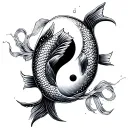 yin yang Pisces fish swimming upstream tattoo design idea