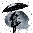 "Dancing through my storms" under an umbrella with rain falling tattoo design idea