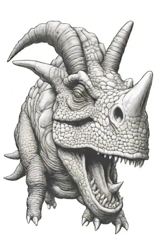 triceratops face tattoo design idea