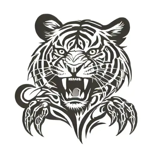 flaming tiger paw print tattoo design idea