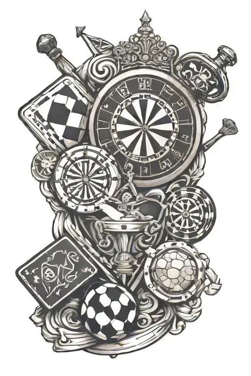 Darts + Soccer + Poker tattoo design idea