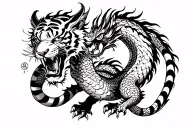 tiger and dragon japonese fighting for an sphefere. tattoo design idea