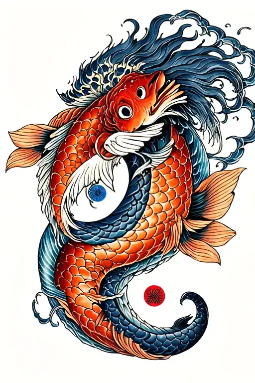 yin yang fish and snake tattoo design idea