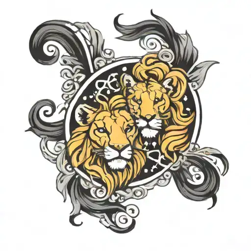 leo and gemini sign inside tattoo design idea