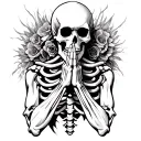 skeleton praying tattoo design idea