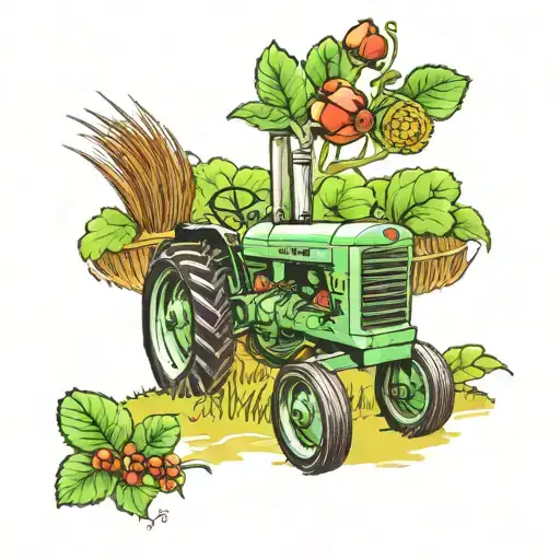 75 oliver tractor harvesting tattoo design idea