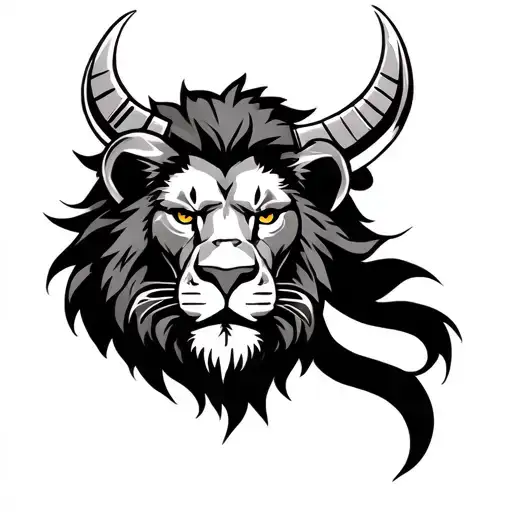 lion and viking tattoo design idea