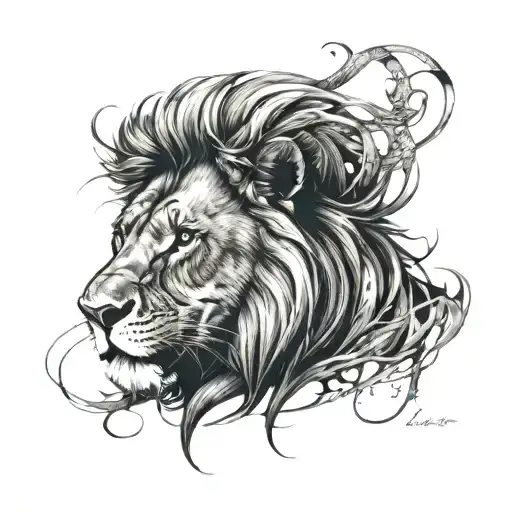 "A real lion does not roar to be known as a king" tattoo design idea